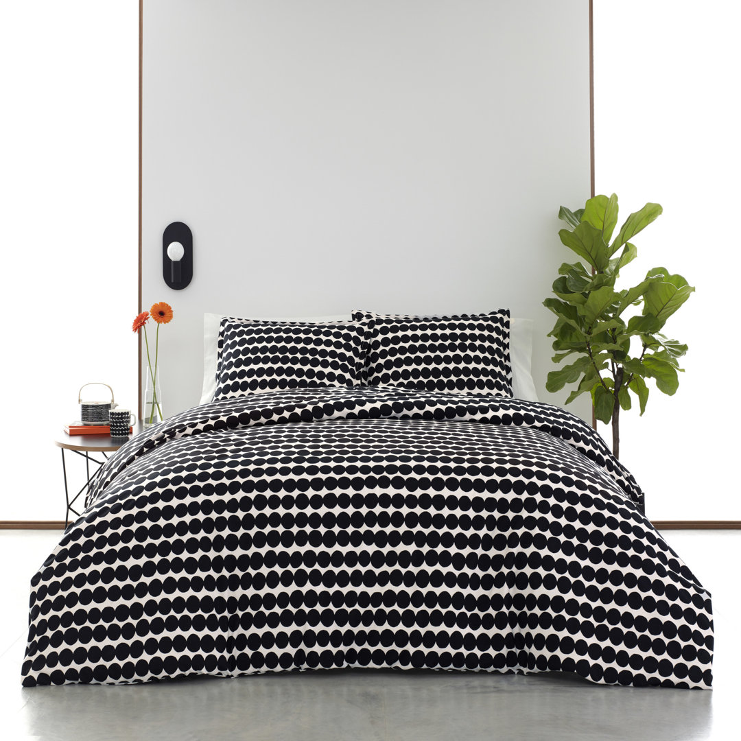 Marimekko Rasymatto Black Cotton Duvet Cover Set